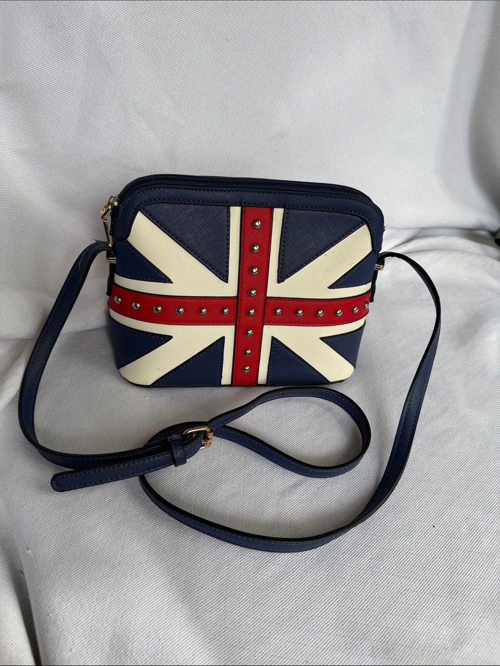 Darling’s Union Jack Studded Crossbody Bag Navy Blue British Flag Purse